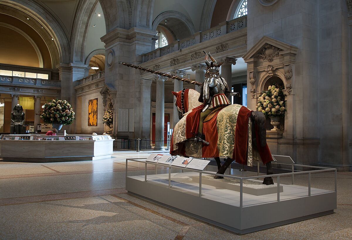 Armor for the Joust of Peace, Helmet (04.3.291a) made by Daniel Tachaux (French, 1857–1928, active in France and America), Steel, copper alloy, leather, textile, horn, German; restorations, French, Paris