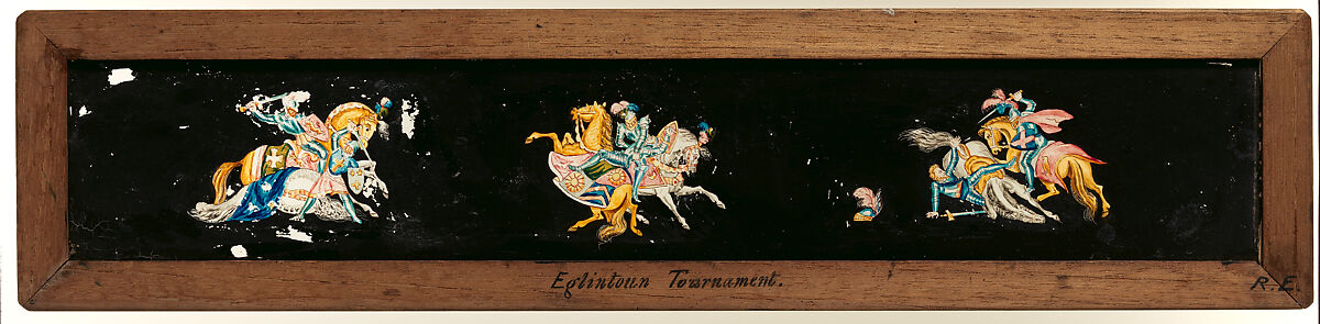 Eglinton Tournament Magic Lantern Slide, Glass, paint, wood, British 