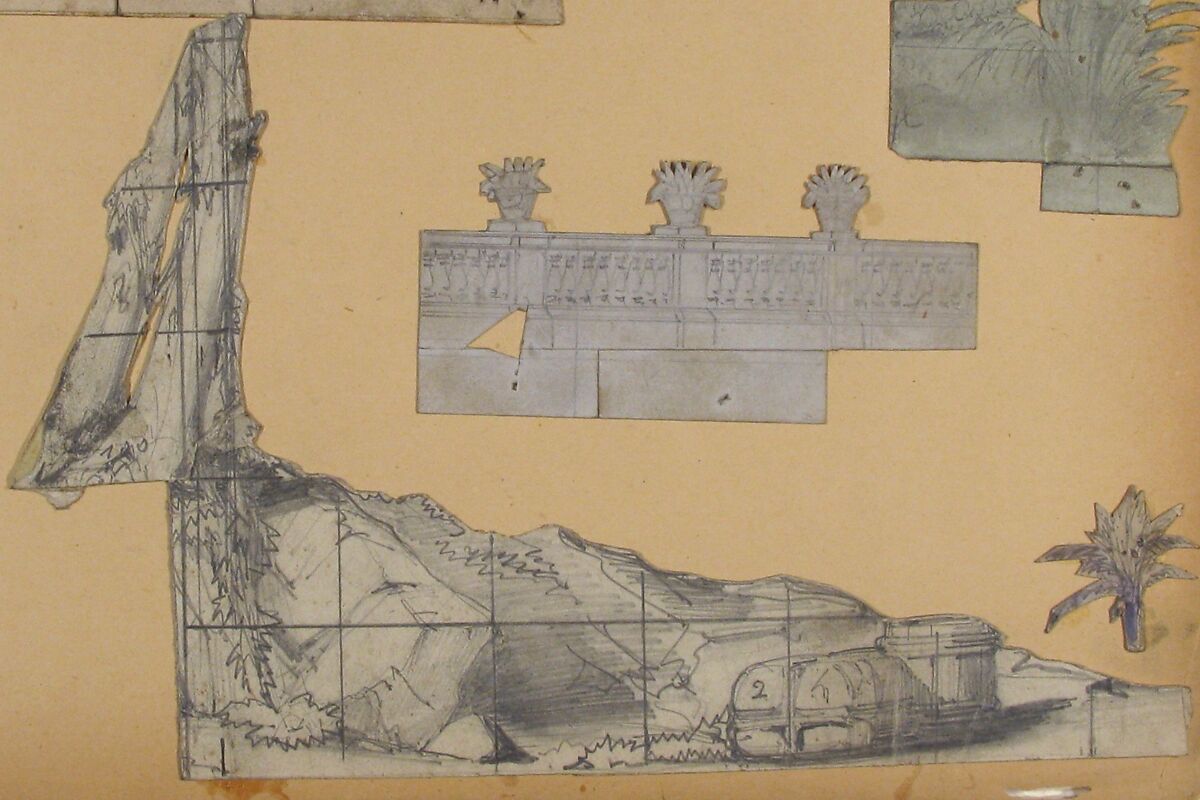 Design for a Stage Set at the Opéra, Paris, Eugène Cicéri (French, Paris 1813–1890 Fontainebleau), Graphite 