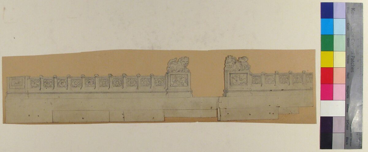 Design for a Stage Set at the Opéra, Paris: Balustrade with Chinese Motif, Eugène Cicéri (French, Paris 1813–1890 Fontainebleau), Graphite