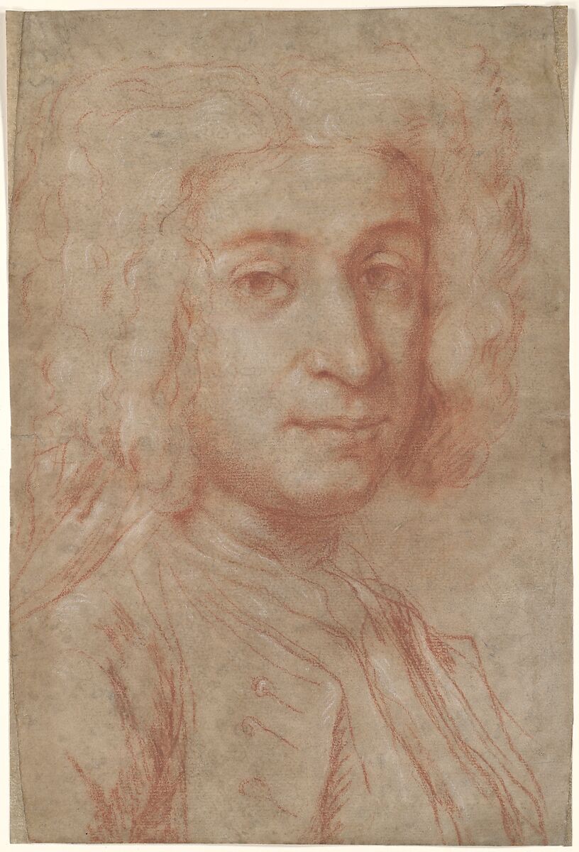 Portrait of a Man (recto); A Male Torso in Jacket and the Head of a Child (verso), Giuseppe Ghislandi ("Fra Vittore Galgario") (Italian, Bergamo 1655–1743 Bergamo), Red chalk highlighted with white chalk (recto); red chalk (verso)