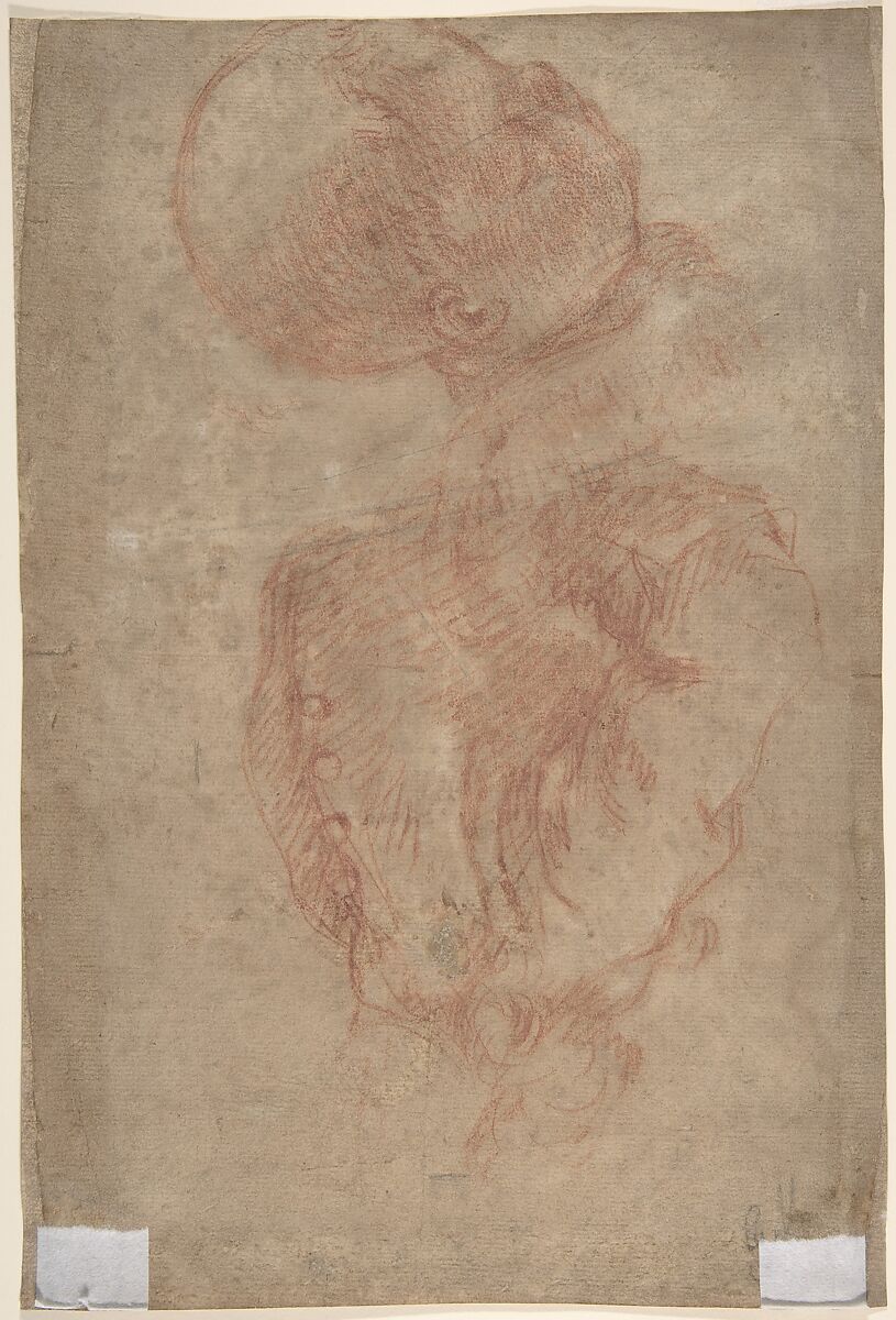 Portrait of a Man (recto); A Male Torso in Jacket and the Head of a Child (verso), Giuseppe Ghislandi ("Fra Vittore Galgario") (Italian, Bergamo 1655–1743 Bergamo), Red chalk highlighted with white chalk (recto); red chalk (verso)
