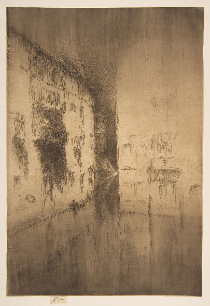 Nocturne: Palaces, James McNeill Whistler (American, Lowell, Massachusetts 1834–1903 London), Etching and drypoint; printed in dark brown ink on drum mounted medium weight ivory laid paper. 