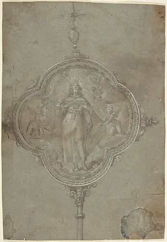 Drawing for a Standard with Christ in Glory Flanked by Putti