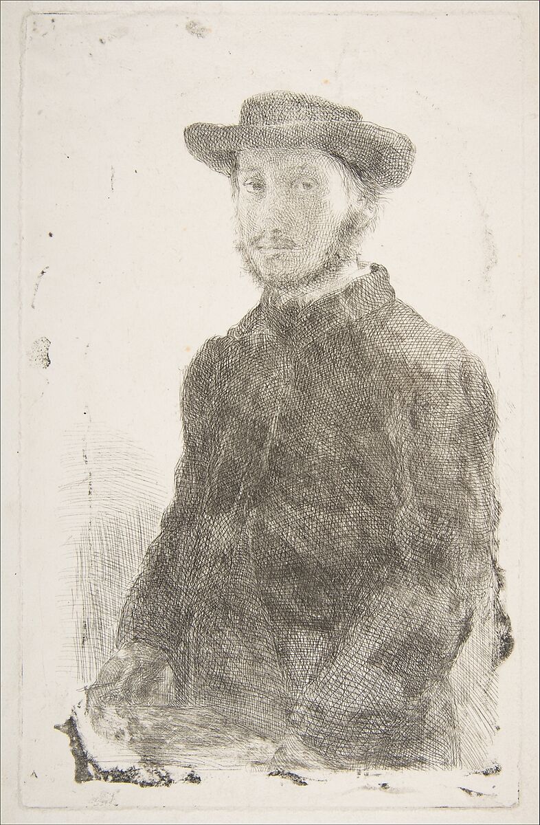 Self-Portrait, Edgar Degas (French, Paris 1834–1917 Paris), Etching and bitten tone; second state of four 