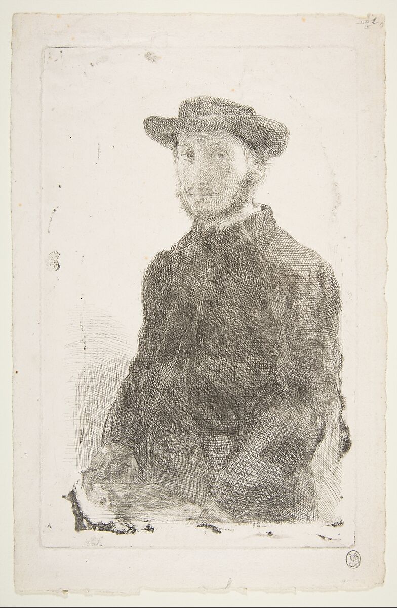 Self-Portrait, Edgar Degas (French, Paris 1834–1917 Paris), Etching and bitten tone; second state of four