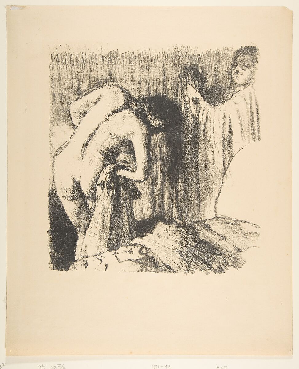 After the Bath III, Edgar Degas (French, Paris 1834–1917 Paris), Lithograph (transfer and crayon); first state of two