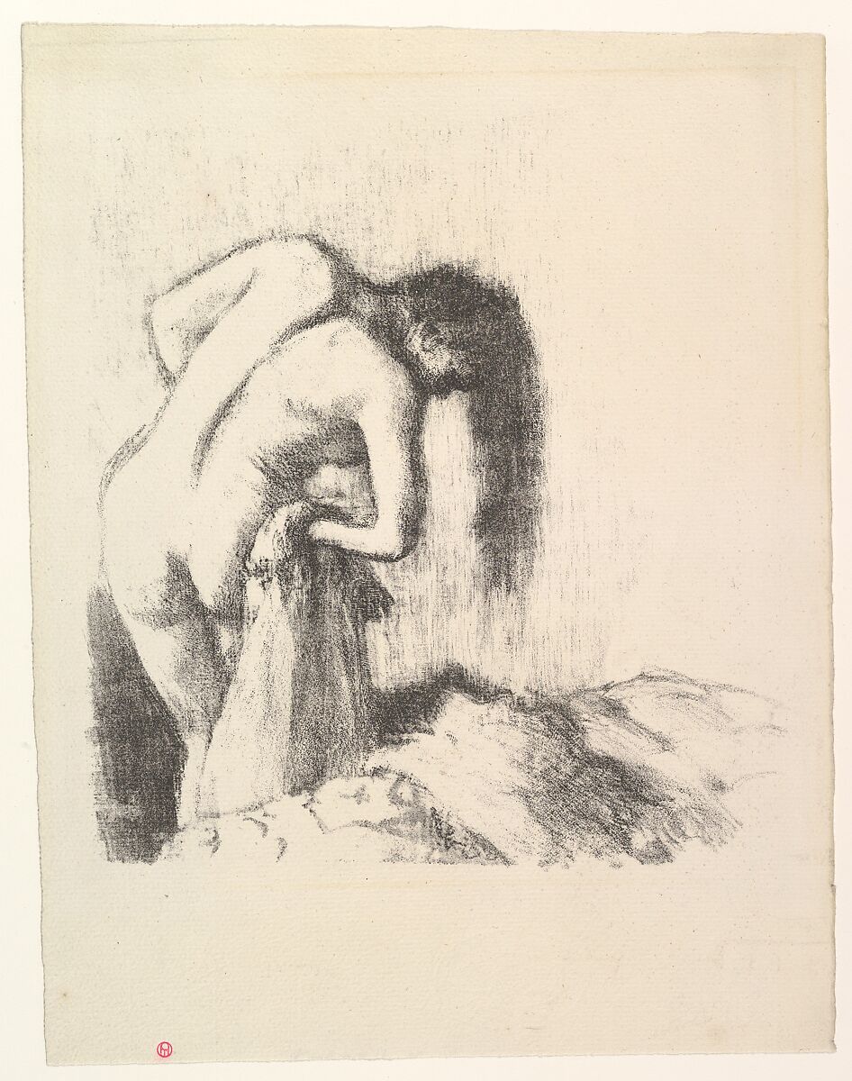 After the Bath III, Edgar Degas  French, Lithograph, transfer, and crayon; second state of two, printed on cream, textured, laid paper