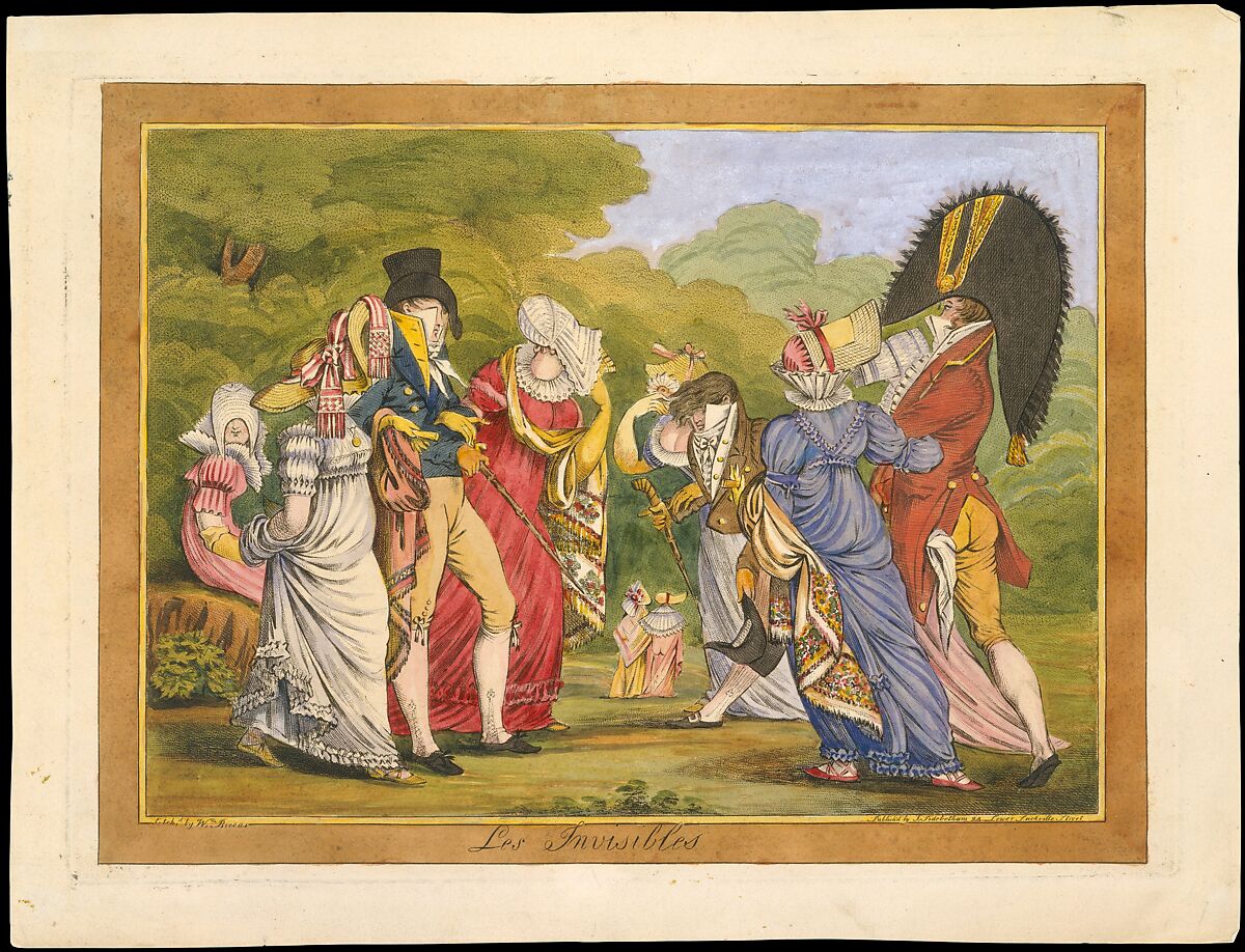 Les Invisibles (The Invisible Ones), William Brocas (Irish, ca. 1794–1868), Hand-colored etching with roulette