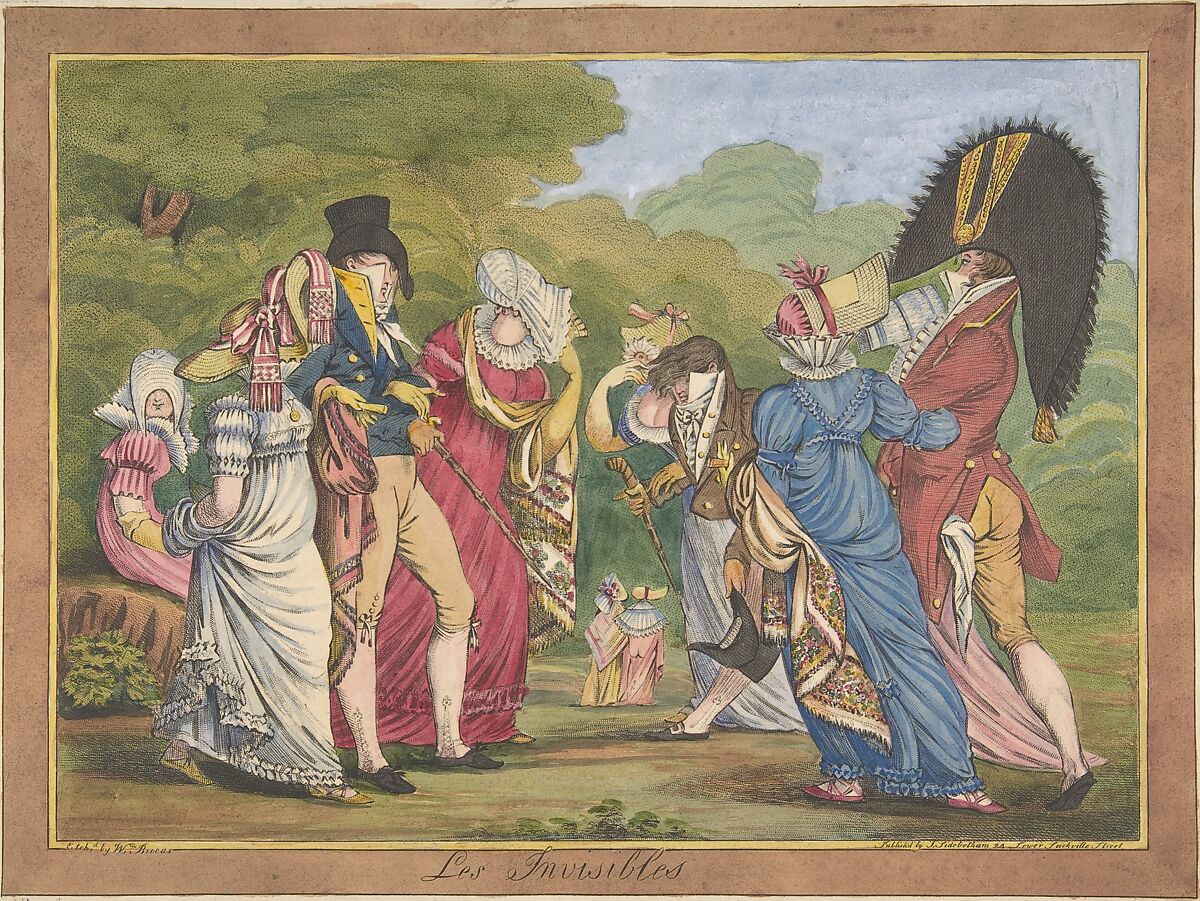 Les Invisibles (The Invisible Ones), William Brocas (Irish, ca. 1794–1868), Hand-colored etching with roulette 