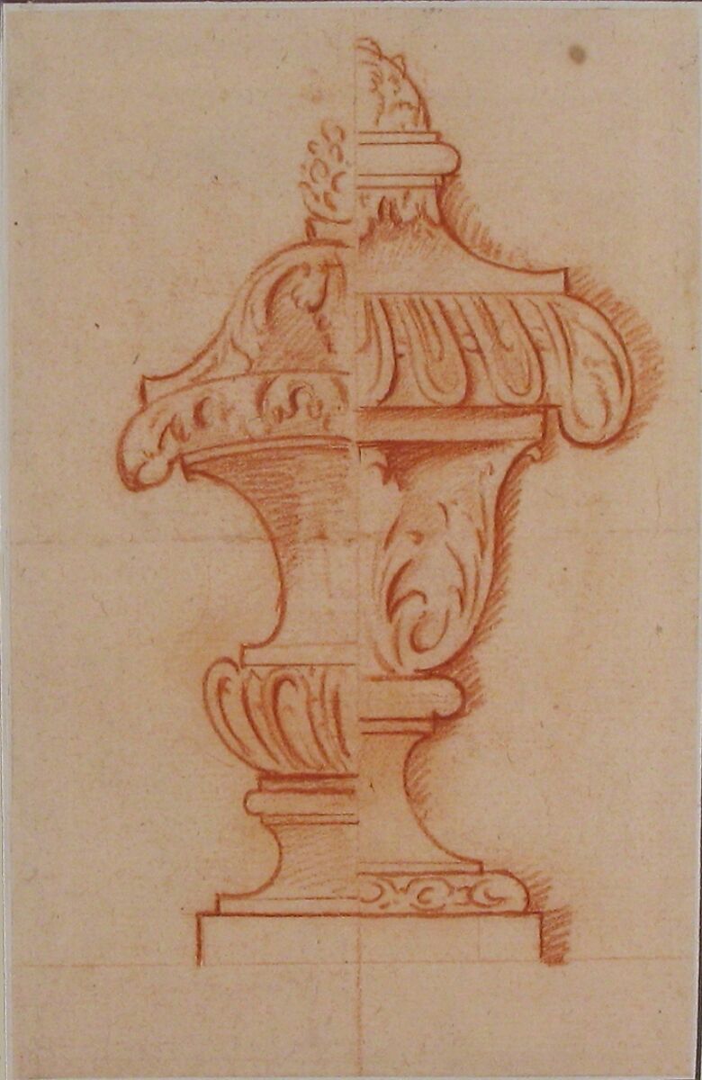 Design for Vase, Anonymous, French, 18th century, Red chalk 