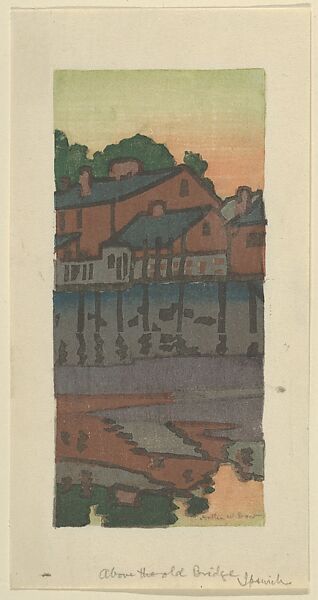 Above the Old Bridge, Ipswich, or Little Venice, Arthur Wesley Dow (American, Ipswich, Massachusetts 1857–1922 New York State), Color woodcut 