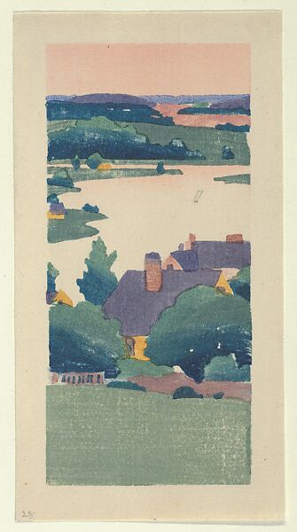 View of Ipswich, or A Bend in the River, Arthur Wesley Dow (American, Ipswich, Massachusetts 1857–1922 New York State), Color woodcut 