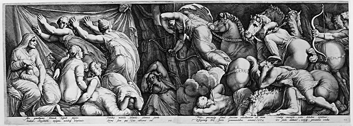 The Story of Niobe, Jan (Pietersz.) Saenredam (Netherlandish, Zaandam 1565–1607 Assendelft), Engraving; first state