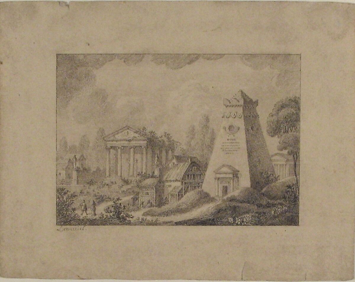 Architectural Fantasy, Joseph Lemercier (French, 1803–1887), Pen and black and gray ink