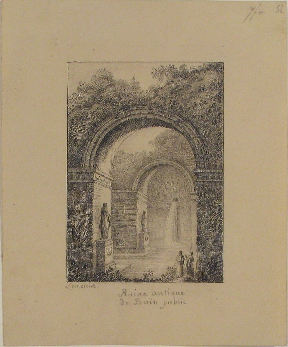 Classical Ruins: A Public Bath, Joseph Lemercier (French, 1803–1887), Pen and black and gray ink