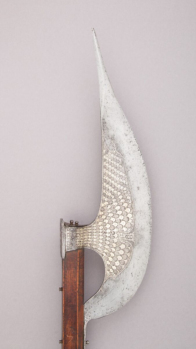 Axe (Berdiche), Steel, wood, silver, possibly Turkish 