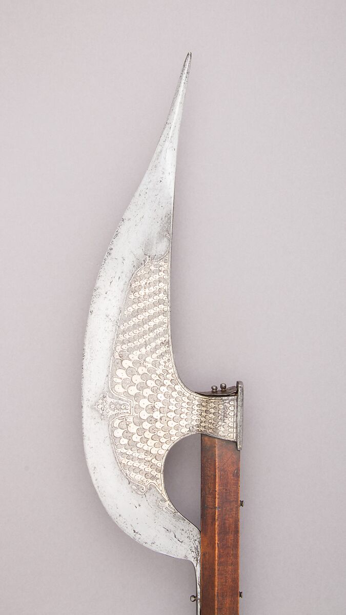 Axe (Berdiche), Steel, wood, silver, possibly Turkish