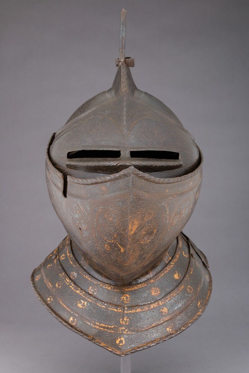 Close-Helmet, Steel, polychromy, British or Flemish