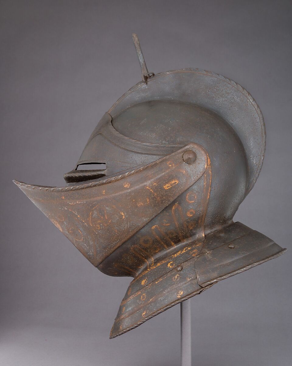Close-Helmet, Steel, polychromy, British or Flemish