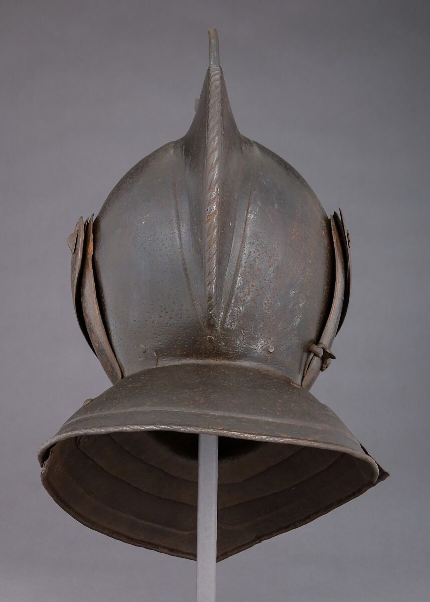 Close-Helmet, Steel, polychromy, British or Flemish