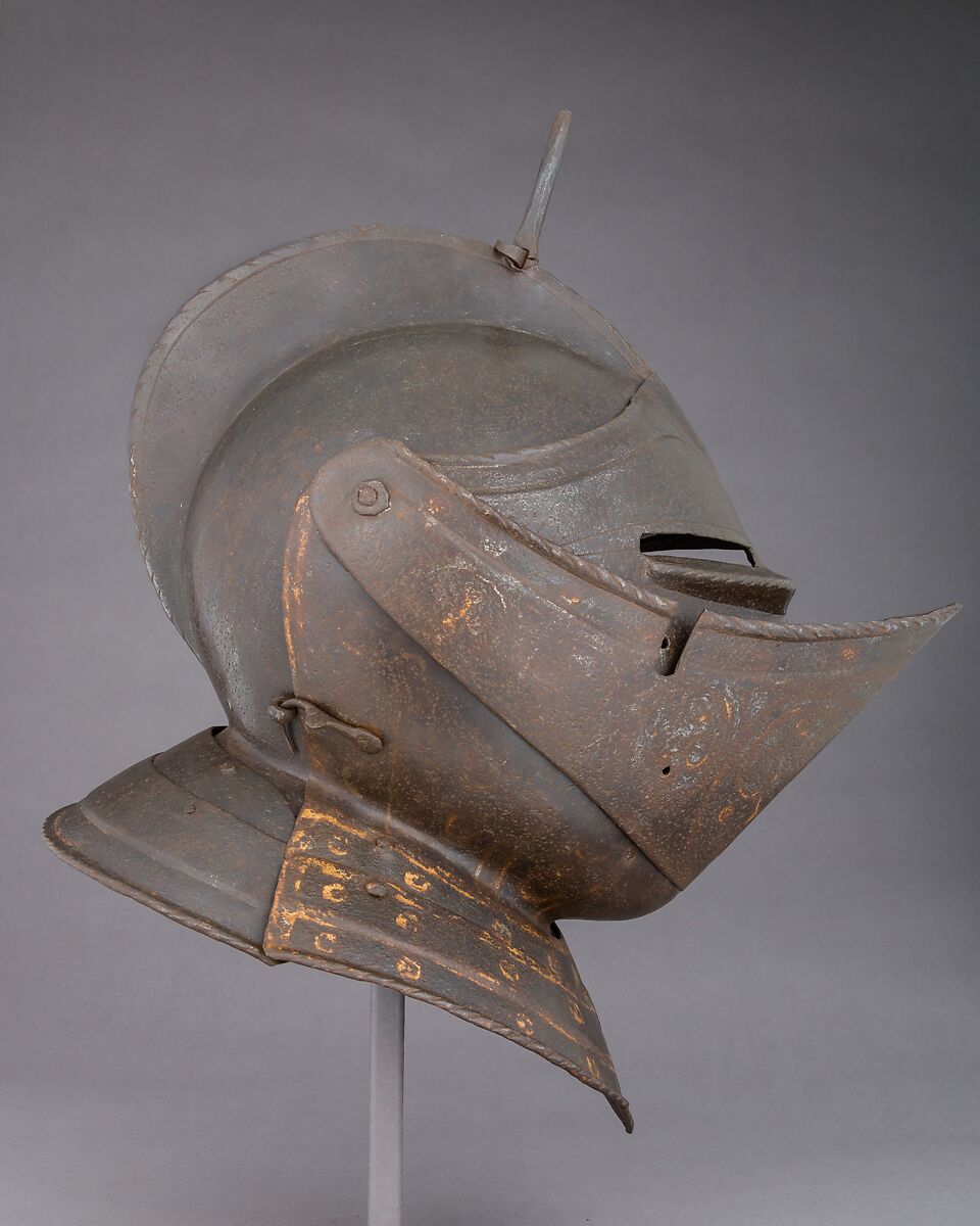 Close-Helmet, Steel, polychromy, British or Flemish