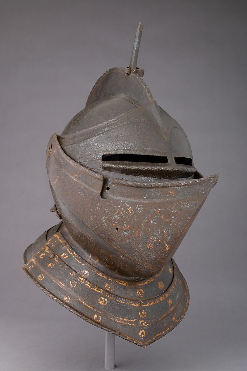 Close-Helmet, Steel, polychromy, British or Flemish 