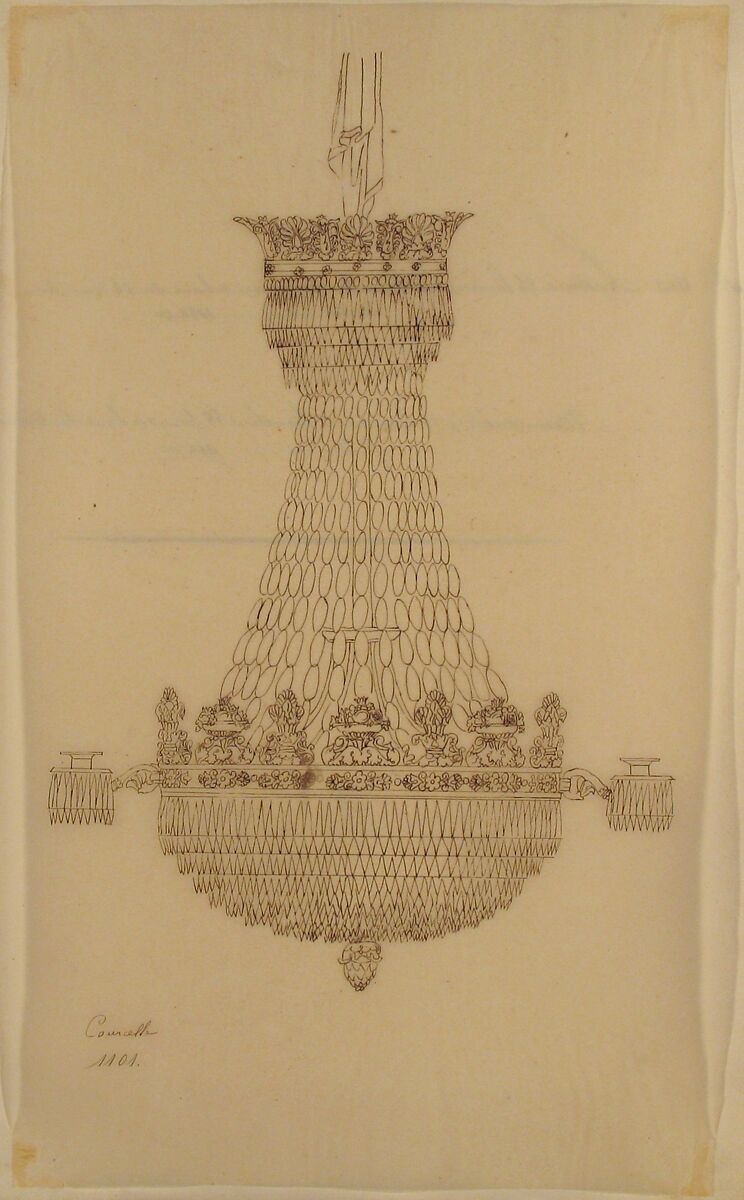 Design for a Chandelier, Anonymous, French, 19th century, Pen and brown ink