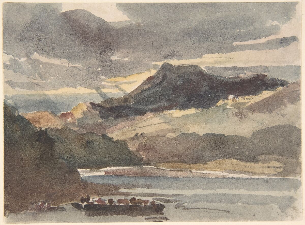 Study for "The Ferry"–Snowdon from Lyyn Padran, North Wales, Peter De Wint (British, Hanley, Stoke-on-Trent 1784–1849 London), Watercolor and graphite 