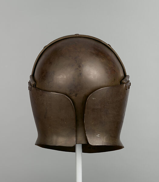 American Helmet Model No. 7, Sentinel's Helmet, W. H. Mullins Co. (American, Salem, Ohio 1872–1974), Steel, leather, textile, paint, American, Salem, Ohio