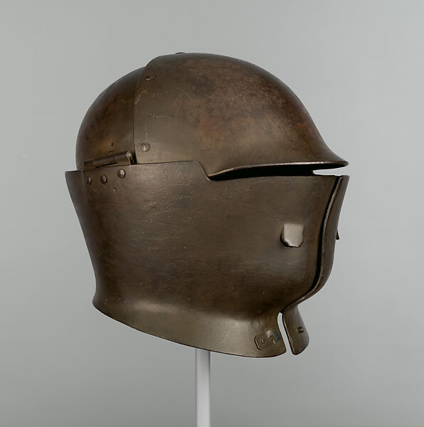 American Helmet Model No. 7, Sentinel's Helmet, W. H. Mullins Co. (American, Salem, Ohio 1872–1974), Steel, leather, textile, paint, American, Salem, Ohio 