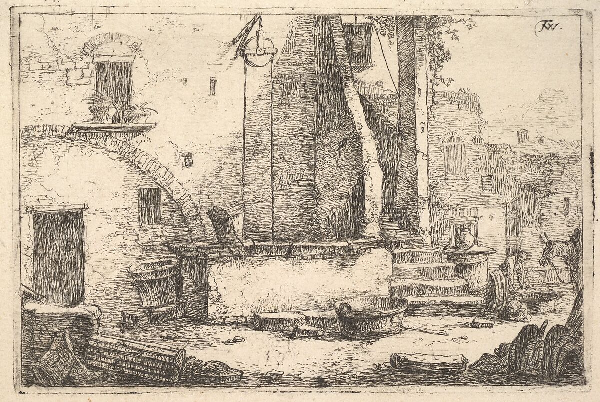 The Well, from the series Landscape Scenes, Thomas Wijck (Dutch, Beverwijck, near Haarlem 1616?–1677 Haarlem), Etching; third state of four 