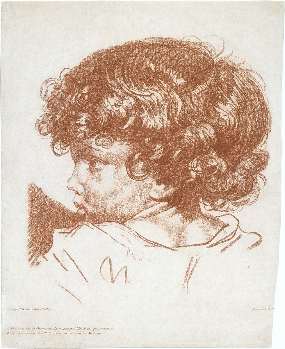 Study, Head of a Boy, Therèse Éléonore (Hemery) Lingée (French, born 1753), Crayon manner, printed in red ink 