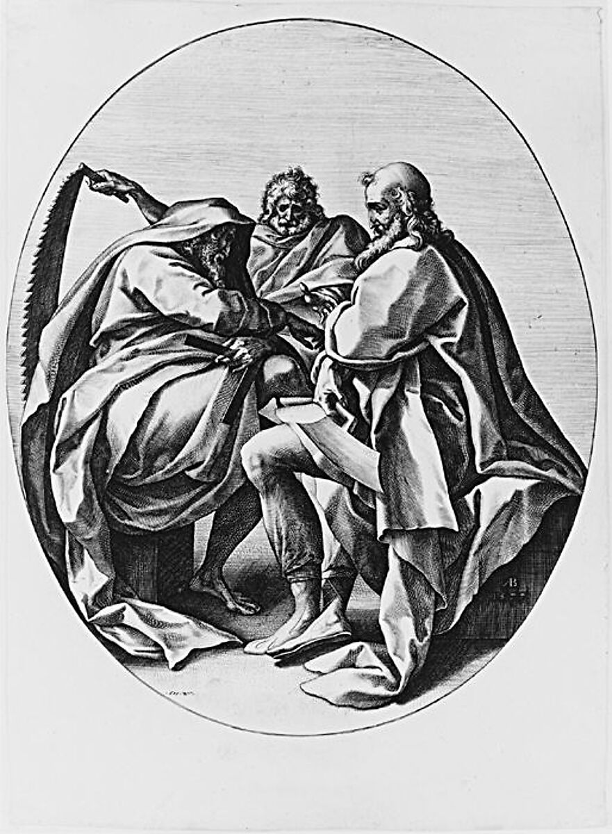 Saints Matthias, Simon, and Judas Thadeus, from the series The Apostles, After Anthonie Blocklandt (Netherlandish, 1532–1583), Engraving 
