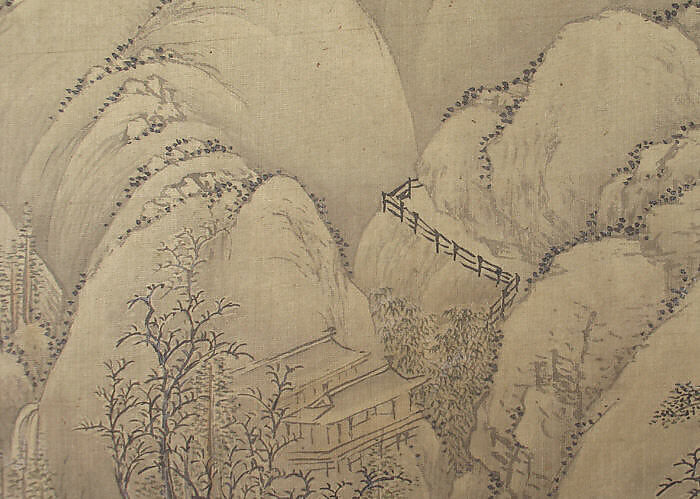 Landscape after Li Cheng, Unidentified artist, Hanging scroll; ink on silk, China