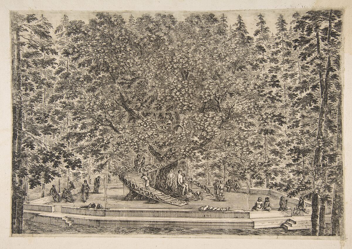 The Tree House at Pratolino, Stefano della Bella (Italian, Florence 1610–1664 Florence), Etching; first state of two 