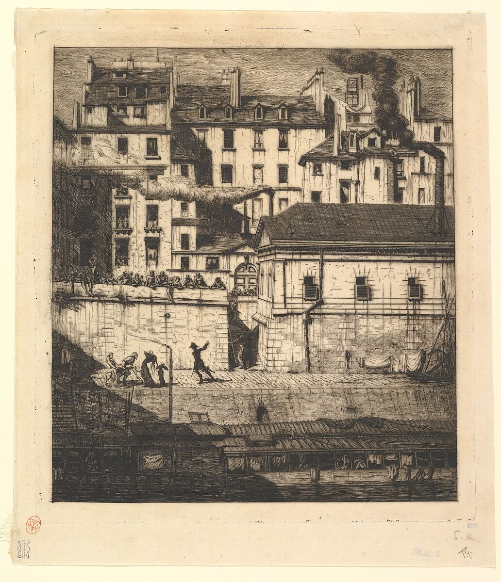 The Mortuary, Paris (La Morgue), Charles Meryon (French, 1821–1868), Etching and drypoint, third state of seven 