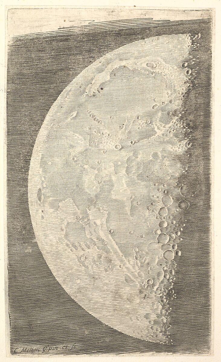 The Moon in its Final Quarter, Claude Mellan (French, Abbeville 1598–1688 Paris), Engraving; first state of two 