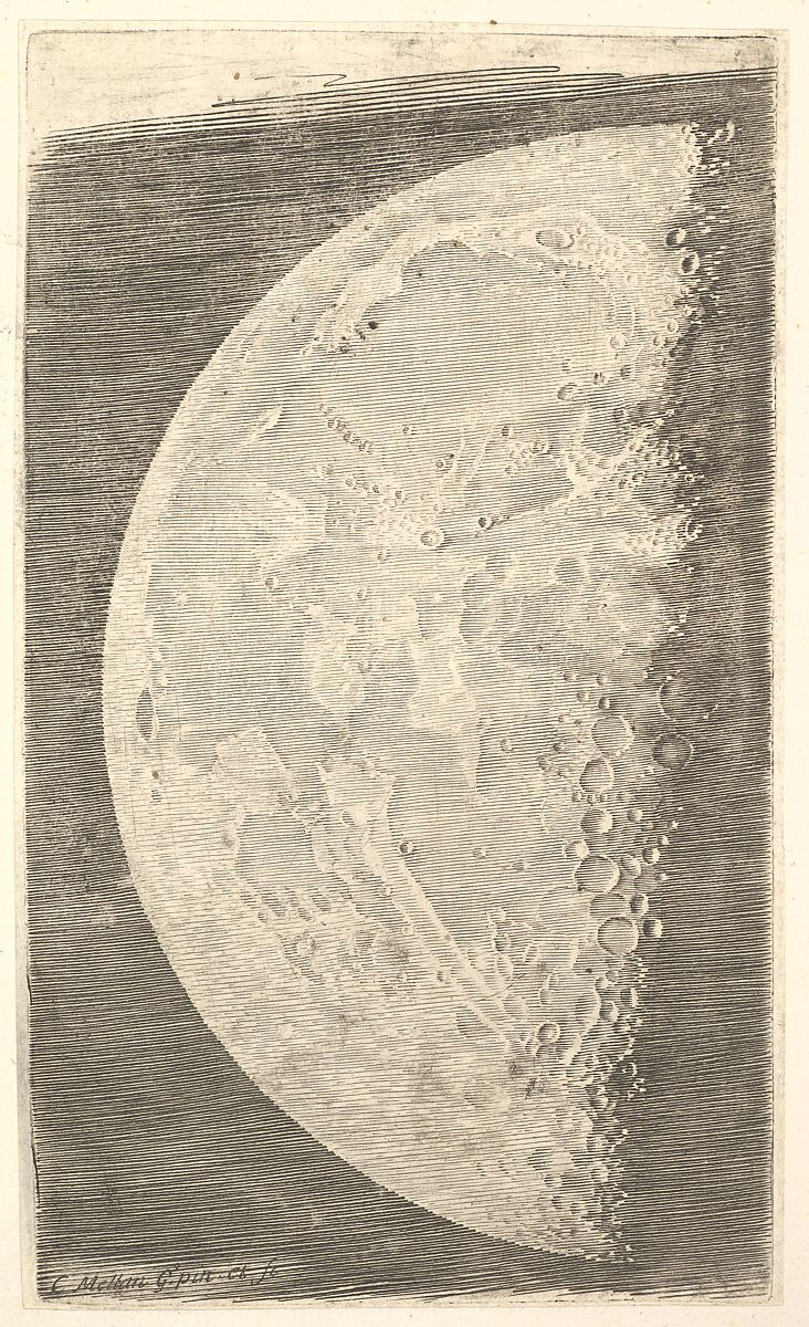 The Moon in its Final Quarter, Claude Mellan  French, Engraving; first state of two