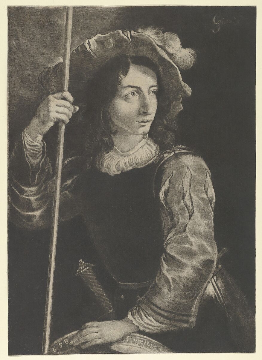 The Great Lansquenet or Standard Bearer, Prince Rupert of the Rhine (Bohemian, Prague 1619–1682 Westminster), Mezzotint; first state of two 