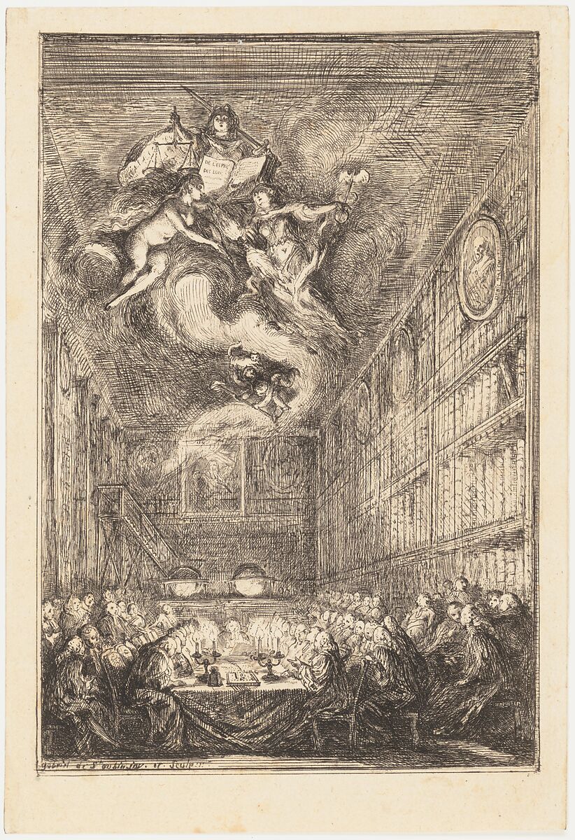 A Conference of Lawyers, Gabriel de Saint-Aubin (French, Paris 1724–1780 Paris), Etching, second state of two 