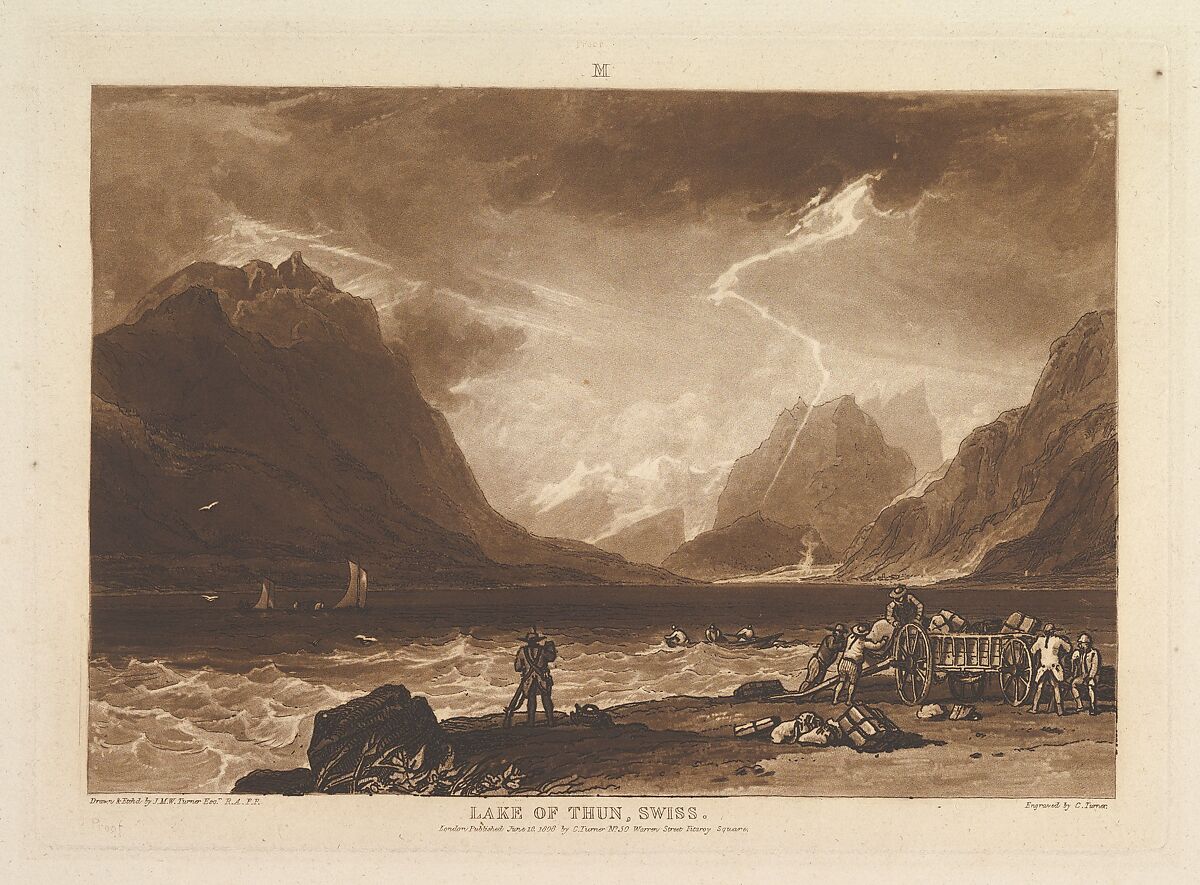Lake of Thun, Swiss, part III, plate 15 from "Liber Studiorum", Designed and etched by Joseph Mallord William Turner (British, London 1775–1851 London), Etching, drypoint and mezzotint; first state of three 