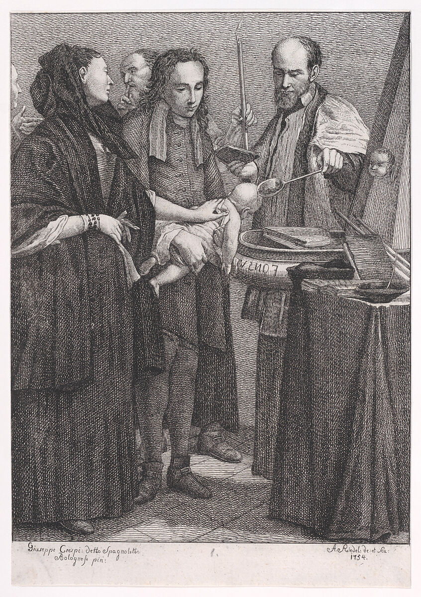 Baptism, from "The Seven Sacraments", Johann Anton Riedel (Swiss, 1736–1816), Etching 