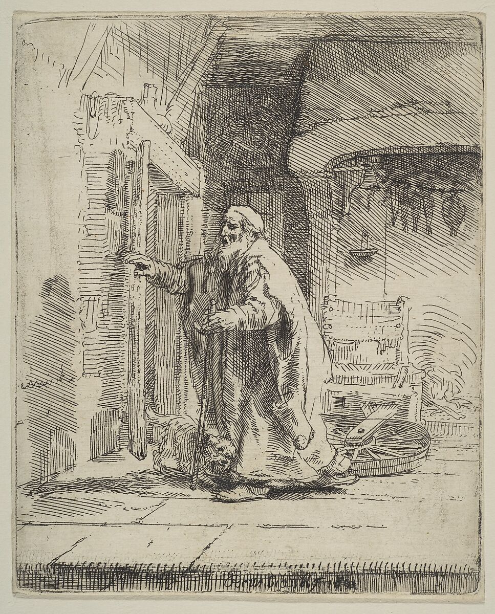 The Blindness of Tobit, Rembrandt (Rembrandt van Rijn)  Dutch, Etching with touches of drypoint; first of two states