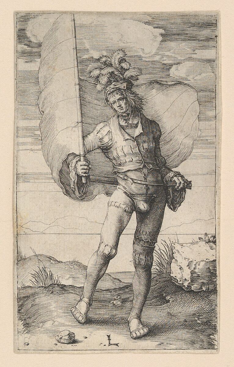 The Standard Bearer, Lucas van Leyden (Netherlandish, Leiden ca. 1494–1533 Leiden), Engraving 