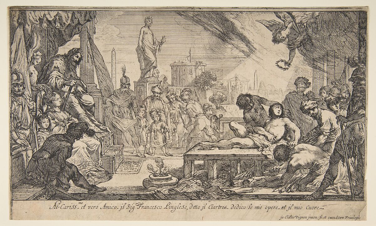 The Martyrdom of St. Lawrence, Claude Vignon (French, Tours 1593–1670 Paris), Etching, second state of three (Pacht Bassani) 