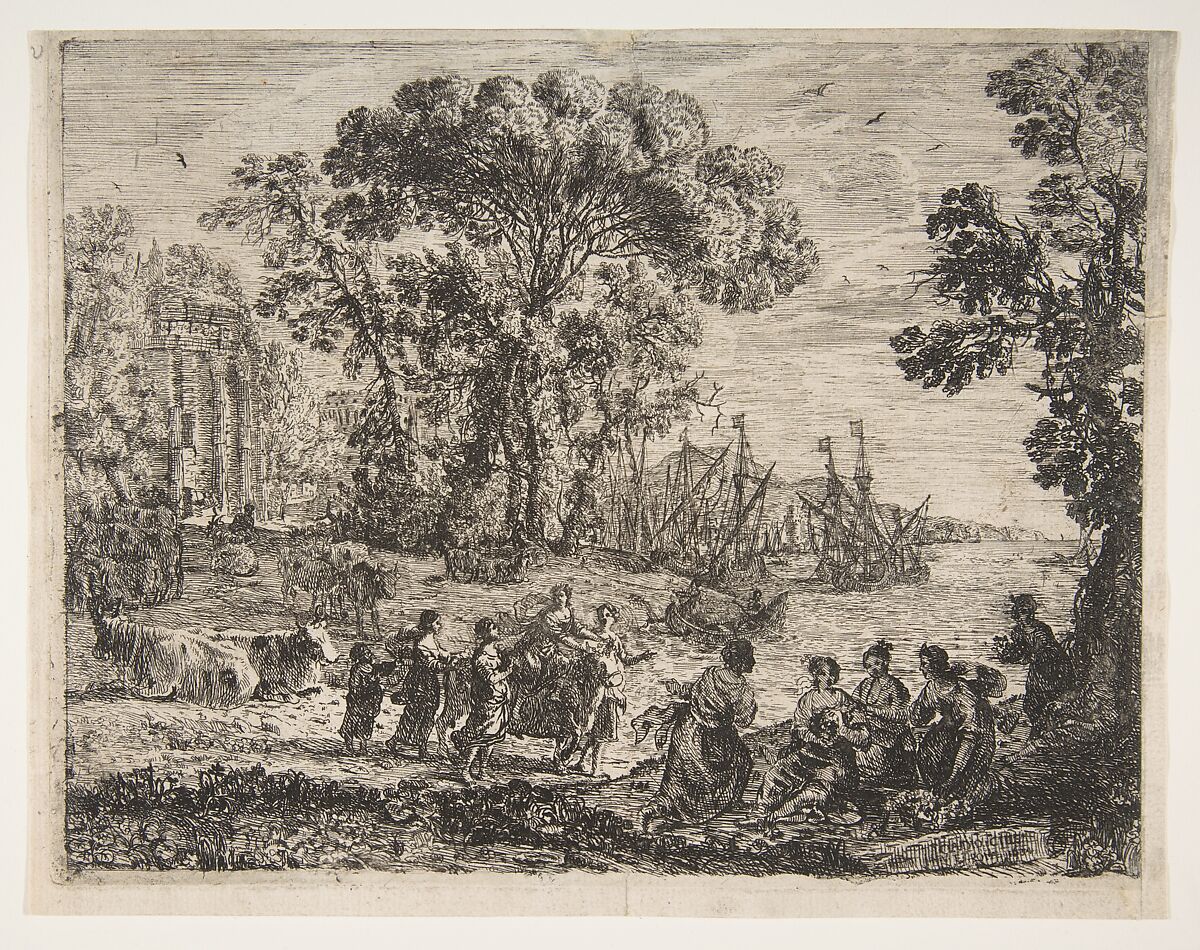 The Rape of Europa, Claude Lorrain (Claude Gellée) (French, Chamagne 1604/5?–1682 Rome), Etching and drypoint; third state of seven (Mannocci) 