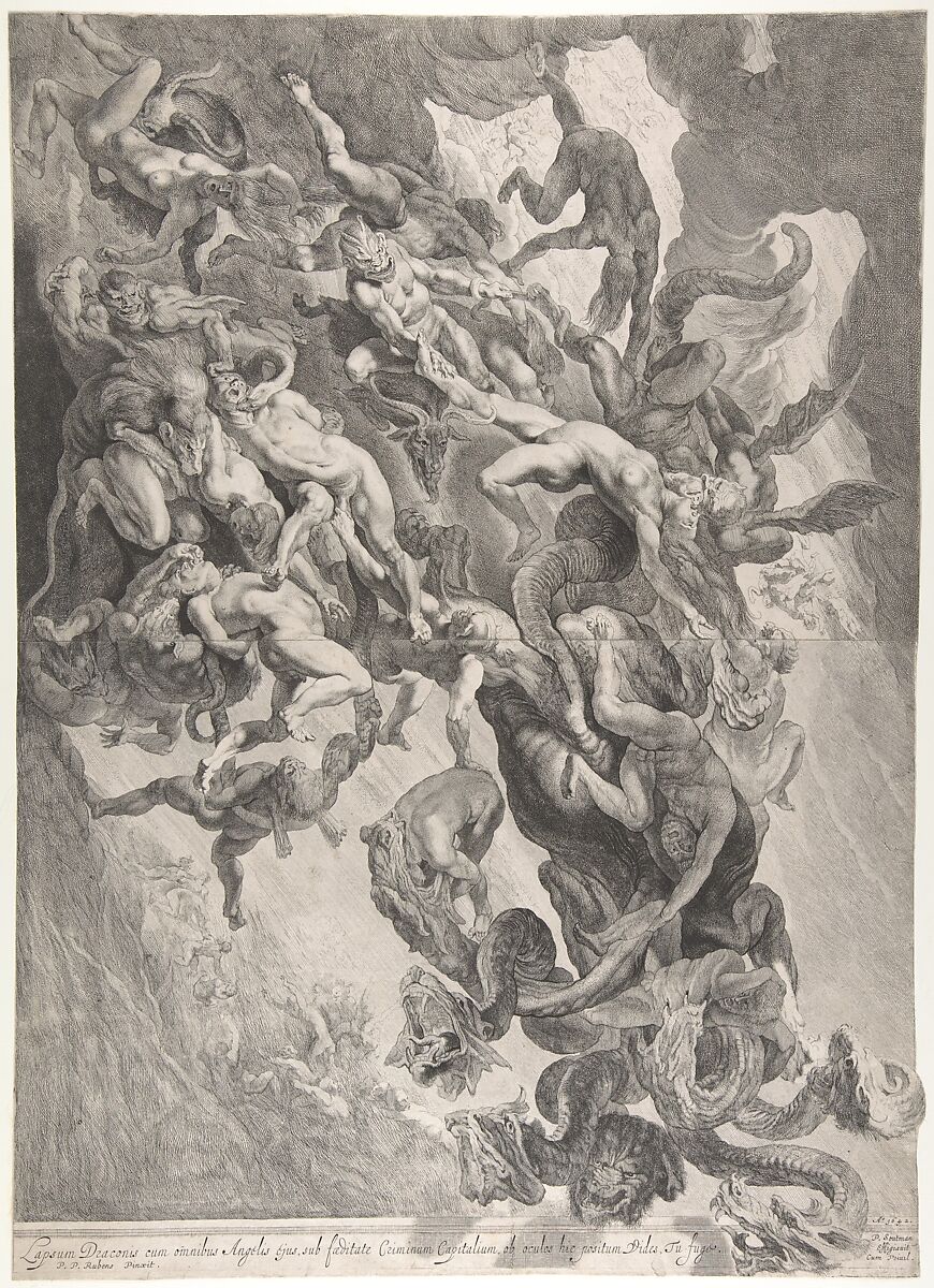 The Fall of the Damned, Pieter Soutman (Dutch, Haarlem, ca. 1580–1657 Haarlem), Etching and engraving; first state of two 