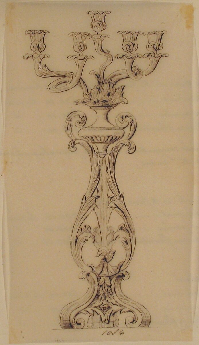 Design for a Candelabra, Anonymous, French, 19th century, Pen and brown ink