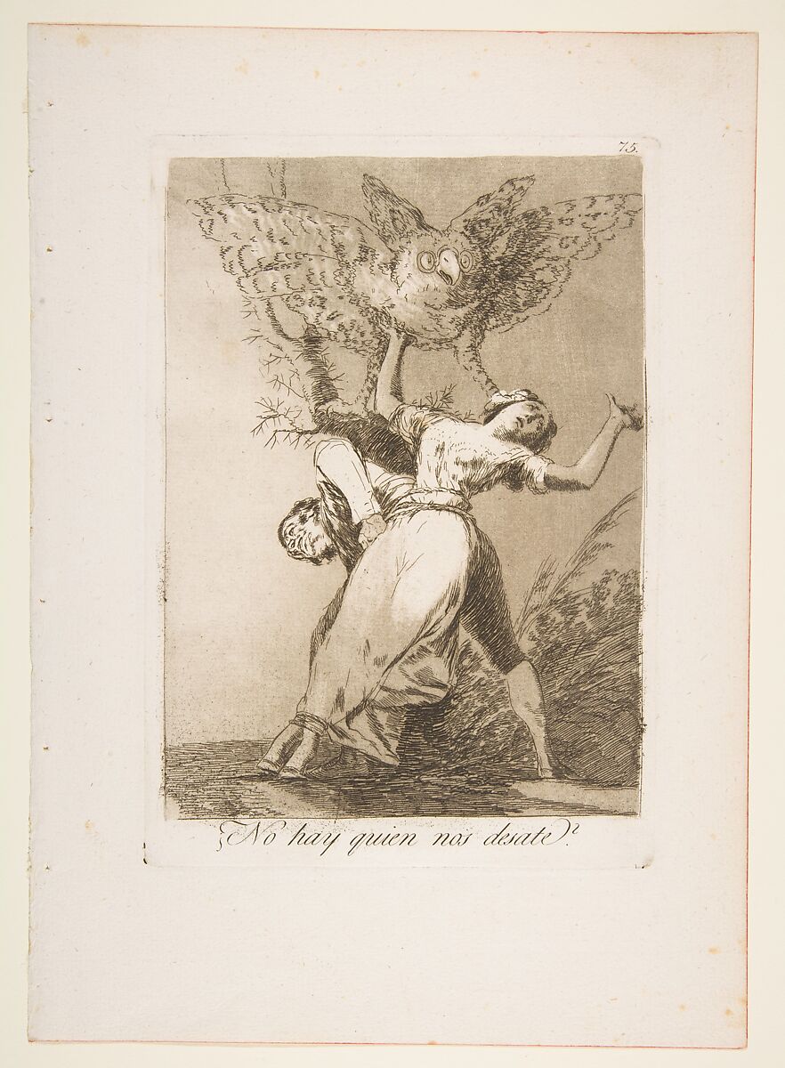 Plate 75 from "Los Caprichos": Is there no one to untie us? (¿No hay quien nos desate?), Goya (Francisco de Goya y Lucientes) (Spanish, Fuendetodos 1746–1828 Bordeaux), Etching, burnished aquatint 
